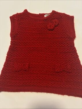 Cherokee Red Knit Girls Sleeveless Tank Top with Flower Accents